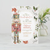 Invitation Festive Nutcracker Christmas Elegant Greenery (Debout devant)