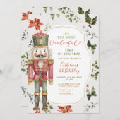 Invitation Festive Nutcracker Christmas Elegant Greenery (Devant / Derrière)