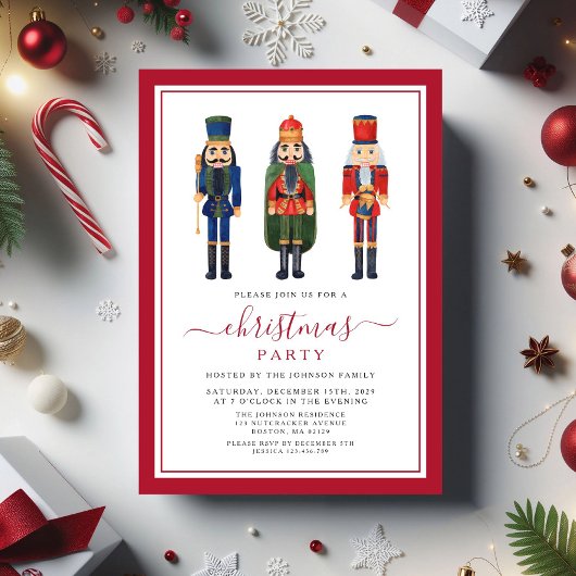 Invitation Festive Nutcracker fête de Noël