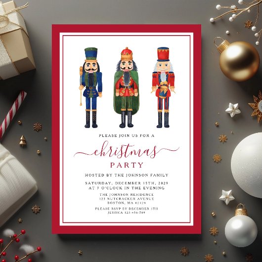 Invitation Festive Nutcracker fête de Noël