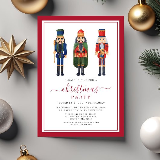 Invitation Festive Nutcracker fête de Noël