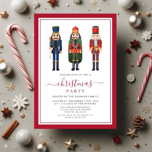 Invitation Festive Nutcracker fête de Noël
