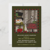 Invitation Festive Oiseaux de neige Birch Tree Red Green Holi (Devant)