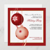 Invitation Festive Ornements Festive Fête (rouge) (Devant / Derrière)