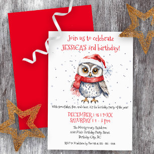 Invitation Festive Owl Winter Wonderland Fête d'anniversaire