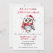 Invitation Festive Owl Winter Wonderland Fête d'anniversaire (Devant)