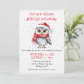 Invitation Festive Owl Winter Wonderland Fête d'anniversaire (Debout devant)