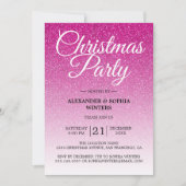 Invitation Festive Parties scintillant rose chaud Ombre fête  (Devant)