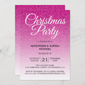 Invitation Festive Parties scintillant rose chaud Ombre fête  (Devant / Derrière)