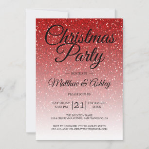 Invitation Festive Parties scintillant rouge Ombre Noël