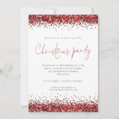 Invitation Festive Parties scintillant rouge Script fête de N (Devant)