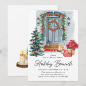 Invitation Festive Pays Fêtes Noël VACANCES BRUNCH (Devant / Derrière)