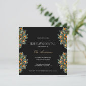 Invitation Festive Peacock Holiday Cocktail de Noël (Debout devant)