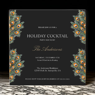 Invitation Festive Peacock Holiday Cocktail de Noël