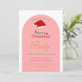 Invitation Festive Pink Christmas Party (Debout devant)