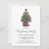 Invitation Festive Pink Whimsical Christmas Tree Party (Devant)