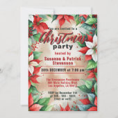 Invitation Festive Poinsettia et Holly Berries Noël (Devant)