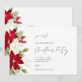 Invitation Festive Poinsettia fête de Noël (Devant / Derrière)
