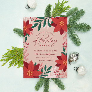 Invitation Festive Poinsettia Fleurs Fêtes Fête