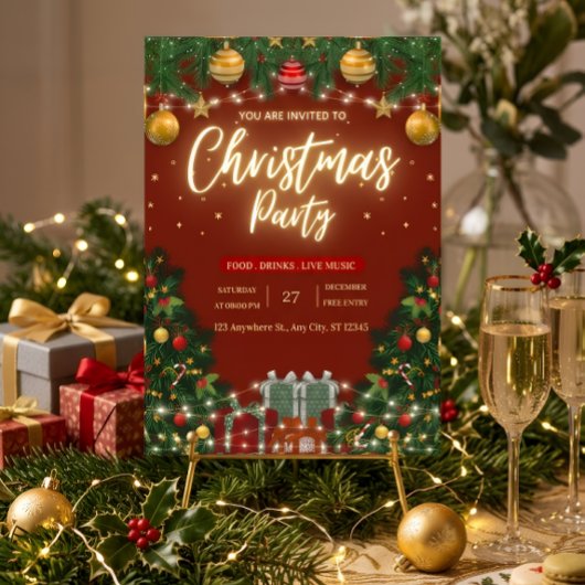 Invitation festive pour une fête de Noël