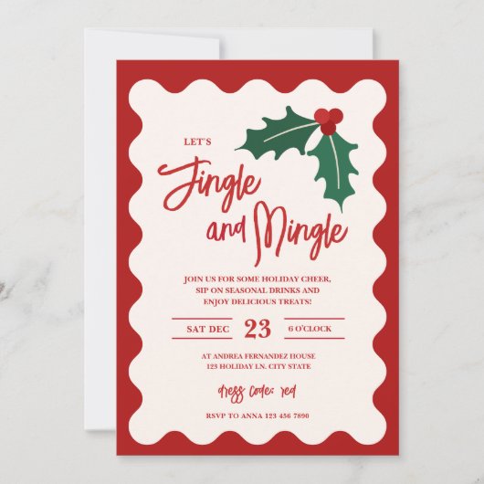 Invitation festive pour une soirée de Noël Jingle (Devant)