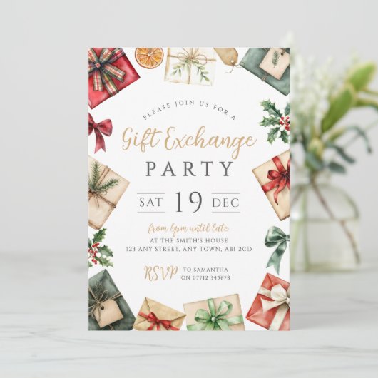 Invitation festive pour une soirée d'échange de ca (Debout devant)