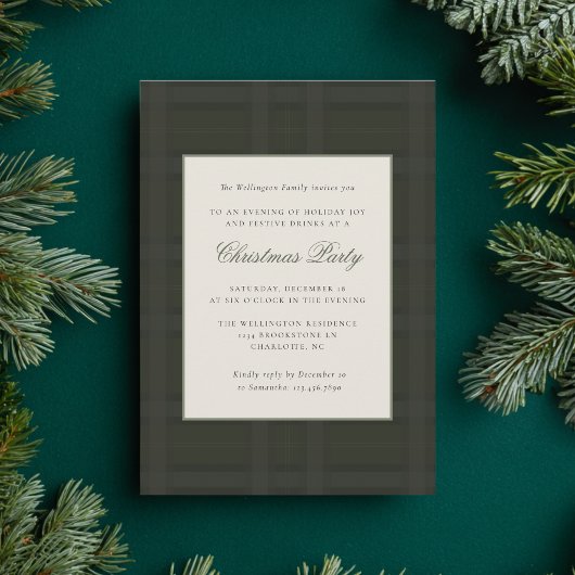 Invitation Festive Preppy Plaid Christmas Holiday Party 