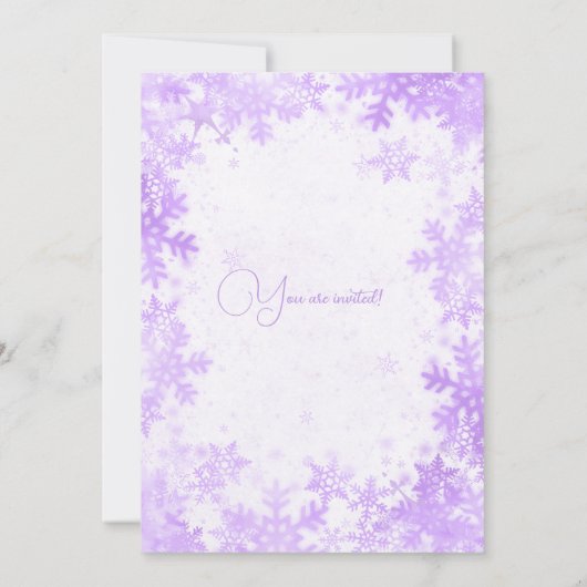 Invitation Festive Purple Faux Foil Snowflakes Noël (Dos)