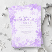 Invitation Festive Purple Faux Foil Snowflakes Noël