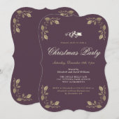 Invitation Festive Purple Gold Fête de Noël (Devant / Derrière)