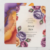 Invitation Festive Purple Orange and Red Roses Couples Shower (Devant / Derrière)