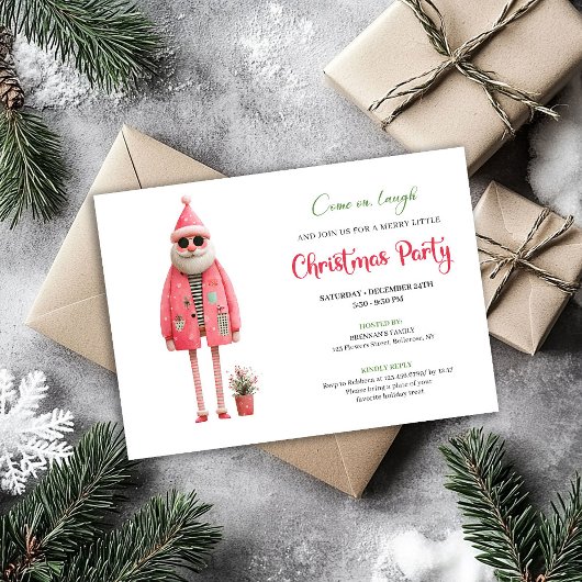 Invitation Festive Quirky Santa Printable Christmas Invites