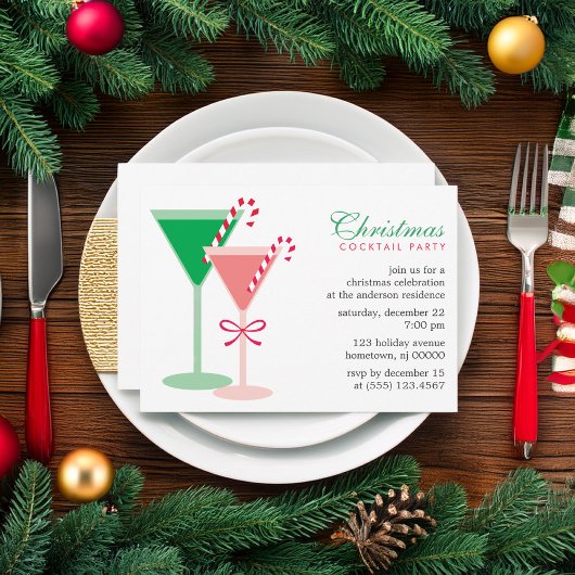Invitation Festive Red and Green Christmas Cocktail Party