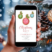 Invitation Festive Red Baubles fête de Noël