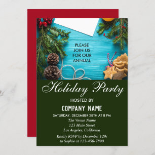 Invitation Festive Red, Blue & Green Company Fête de vacances