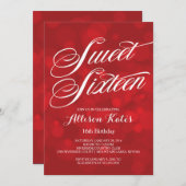 Invitation Festive Red Bokeh Lights Sweet 16E Anniversaire (Devant / Derrière)