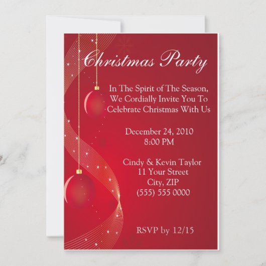 Invitation Festive Red Christmas Party (Devant)