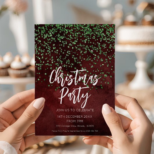 Invitation Festive Red Green Christmas Party