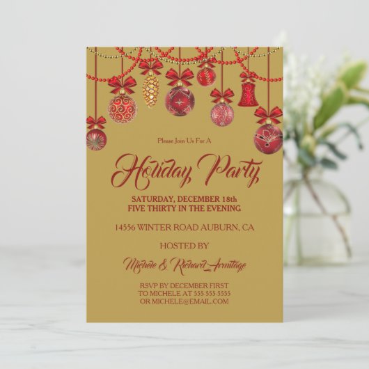 Invitation Festive Red Holiday Party (Debout devant)