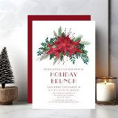 Invitation Festive Red Poinsettia Brunch de Noël