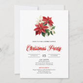 Invitation Festive Red Poinsettia Floral Script Font Xmas (Devant)