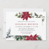 Invitation Festive Red Poinsettia Noël VACANCES BRUNCH (Devant)