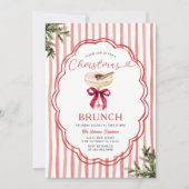 Invitation Festive Red Stripe & Holiday Christmas Brunch (Devant)