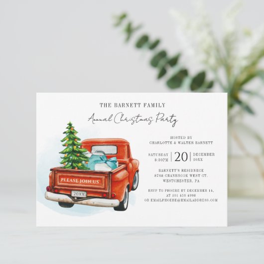 Invitation Festive Red Truck Noël Party (Debout devant)