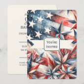 Invitation Festive Red White et Blue Party (Devant / Derrière)