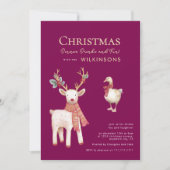 Invitation Festive reindeer goose Watercolor Holiday Party (Devant)