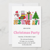 Invitation Festive rétro AF amusante fête de Noël (Devant)