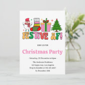 Invitation Festive rétro AF amusante fête de Noël (Debout devant)