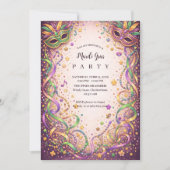 Invitation Festive Ribbon Mask Mardi Gras Masquerade (Devant)