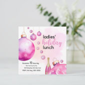 Invitation Festive Rose Ornaments Dames Brunch de Noël (Debout devant)